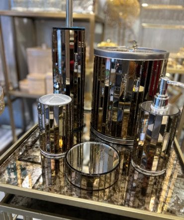 Bronz Aynalı Banyo Setli 5Lİ