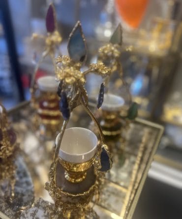 DANSÖZ FİNCAN MAVİ DOĞAL TAŞ PİRİNÇ GÜMÜŞ KAPLAMA PİRİNÇ