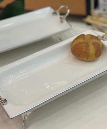 Paşabahçe Porselen Dikdörtgen Kayık Gümüş 18*34