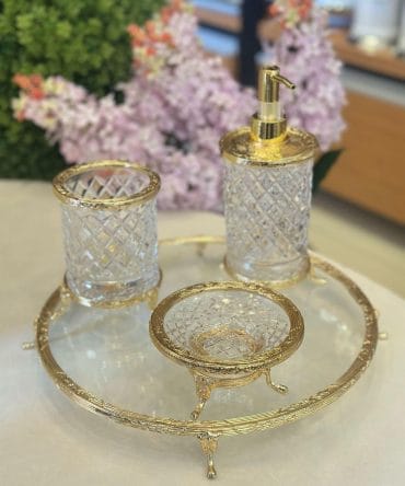 Gold Detay Cam Banyo Set 4 lü