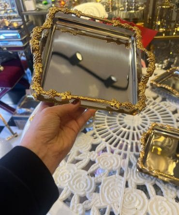 Gümüşe Gold Detay Tepsi 6 lı