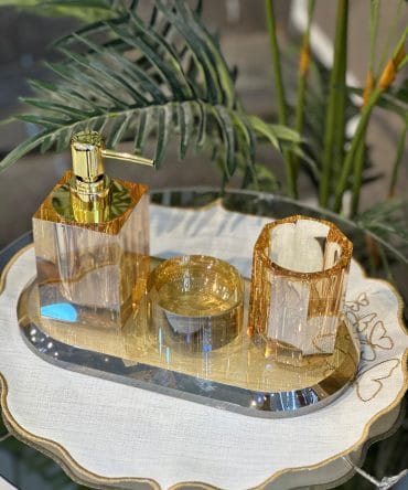 Kristal Banyo Seti 4 Parça Gold