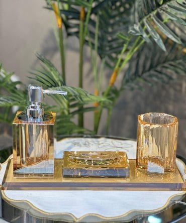 Kristal Banyo Seti 4 Parça Gold