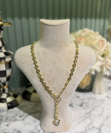 Y Kolye Büyük Halka Uçu Taşlı Kolye