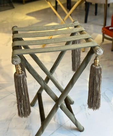Püsküllü Kadife Sehpa Yeşil